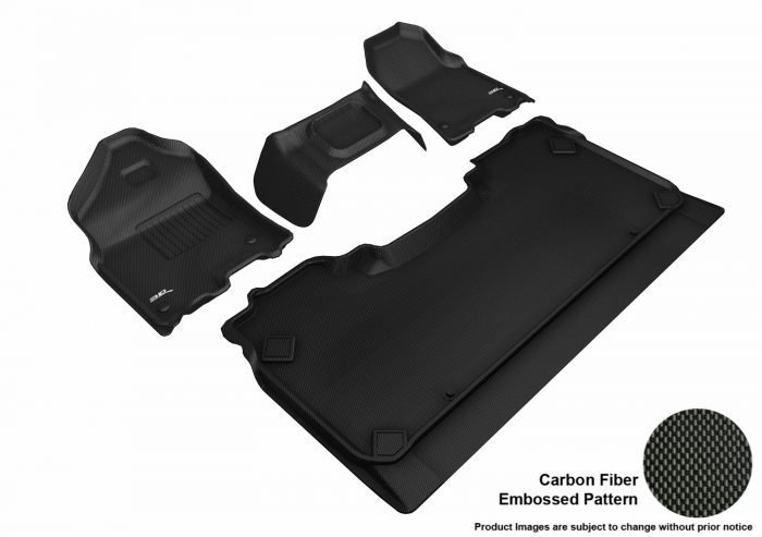3D MAXpider Compatible with DODGE RAM 1500 CREW CAB W/ BENCH FRONT ROW 2019-2024 KAGU BLACK R1 R2 (R1 3 PCS DESIGN)
