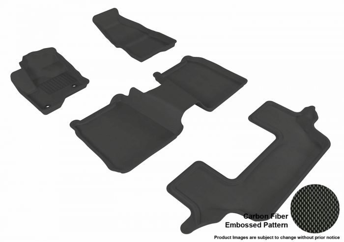 3D MAXpider Compatible with FORD FLEX 2009-2019 W/O 2ND ROW CENTER CONSOLE KAGU BLACK R1 R2 R3 (2 EYELETS)