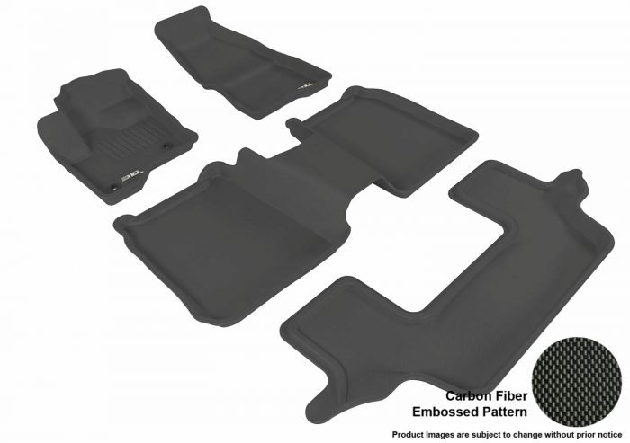 3D MAXpider Compatible with FORD FLEX 2009-2019 WITH 2ND ROW CENTER CONSOLE KAGU BLACK R1 R2 R3 (2 EYELETS)
