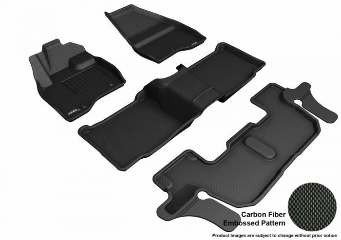 3D MAXpider Compatible with FORD EXPLORER WITH BENCH 2ND ROW 2017-2019 KAGU BLACK R1 R2 R3 (SINGLE POST ON FRONT PASSENGER'S FLOOR)