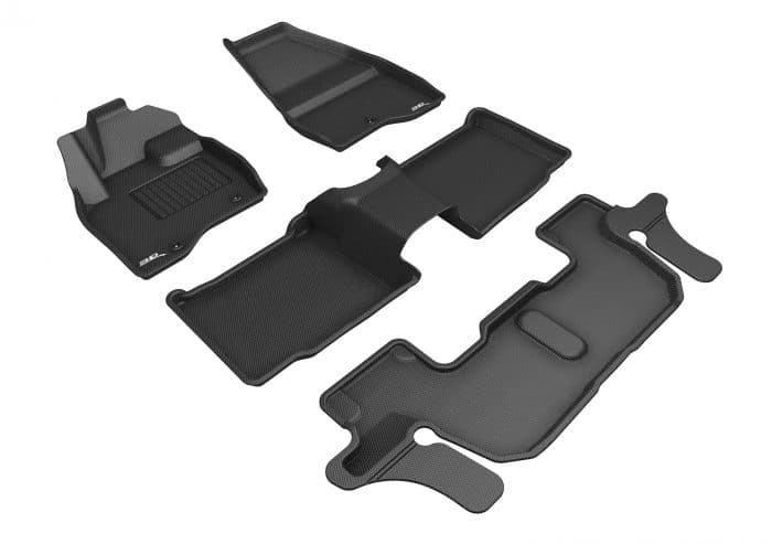 3D MAXpider Compatible with FORD EXPLORER WITH 2ND ROW CENTER CONSOLE 2017-2019 KAGU BLACK R1 R2 R3 (SINGLE POST ON FRONT PASSENGER'S FLOOR)