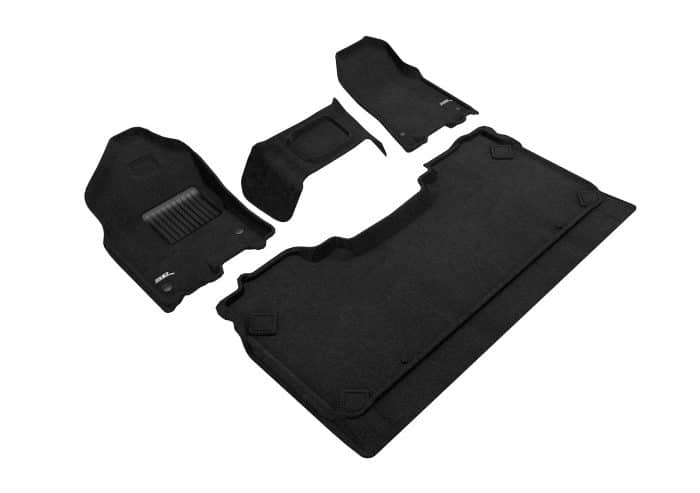 3D MAXpider Compatible with DODGE RAM 1500 CREW CAB WITH BENCH FRONT ROW 2019-2024 ELEGANT BLACK R1 R2 (R1 3 PCS DESIGN)