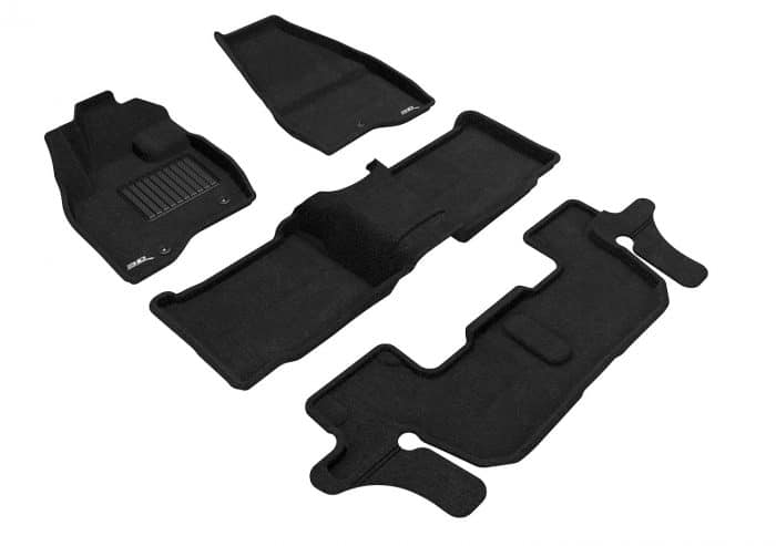 3D MAXpider Compatible with FORD EXPLORER WITH BENCH 2ND ROW 2017-2019 ELEGANT BLACK R1 R2 R3 (SINGLE POST ON FRONT PASSENGER'S FLOOR)