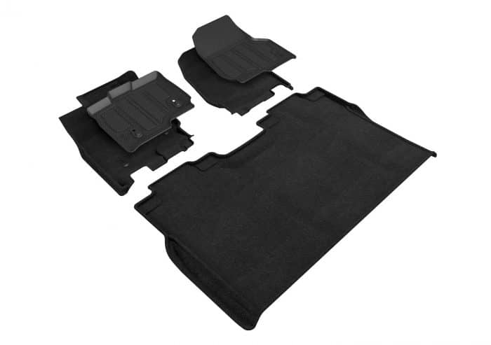 3D MAXpider Compatible with FORD F-150 SUPERCREW 2015-2024 BUCKET SEATS, HYBRID ELEGANT BLACK R1 R2 (NO UNDERSEAT STORAGE)