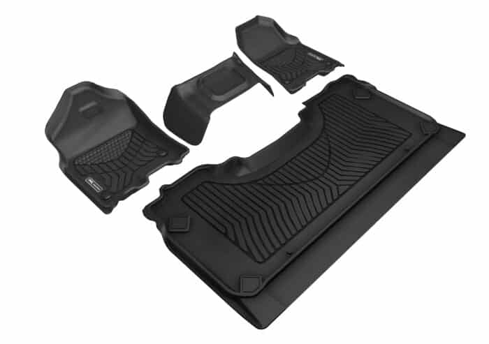 3D MAXpider Compatible with DODGE RAM 1500 CREW CAB WITH BENCH FRONT ROW 2019-2024 MAXTRAC BLACK R1 R2 (R1 3 PCS DESIGN)