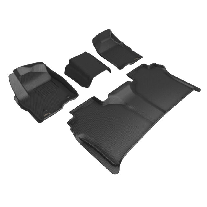 3D MAXpider Compatible with CHEVROLET SILVERADO 1500 CREW CAB 2019-2025 / 2500HD / 3500HD CREW CAB 2020-2025 FRONT BENCH, KAGU BLACK R1 R2 (W/REAR CARPETED UNDERSEAT STORAGE)