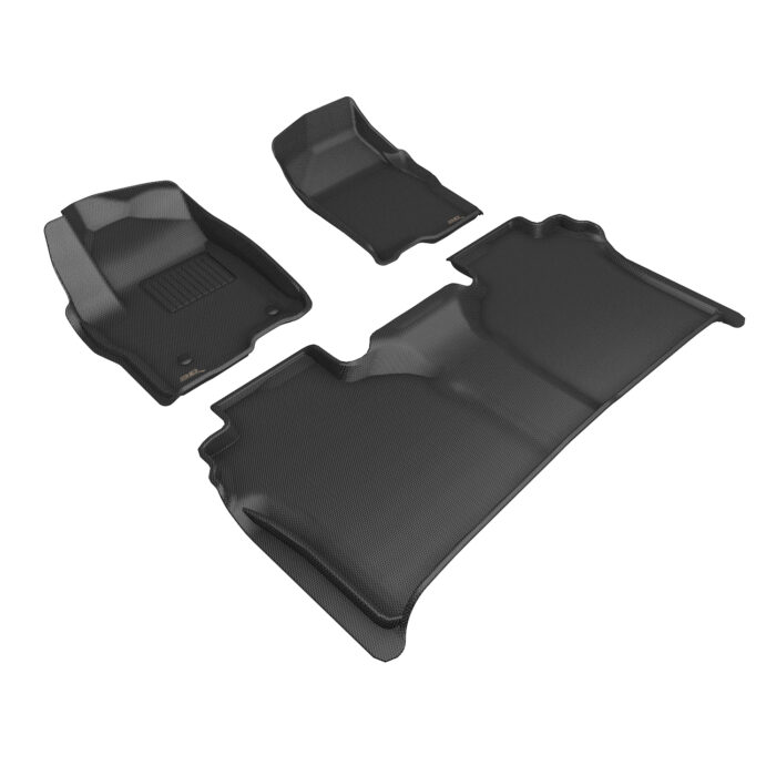 3D MAXpider Compatible with CHEVROLET SILVERADO 1500 CREW CAB 2019-2025 / 2500HD / 3500HD CREW CAB 2020-2025 FRONT BUCKETS, KAGU BLACK R1 R2 (W/REAR CARPETED UNDERSEAT STORAGE)