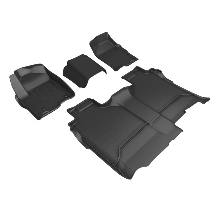 3D MAXpider Compatible with CHEVROLET SILVERADO 1500 CREW CAB 2019-2025 / 2500HD / 3500HD 2020-2025  BENCH SEAT, KAGU BLACK R1 R2 (VINYL FLOOR, NO CARPETED STORAGE)