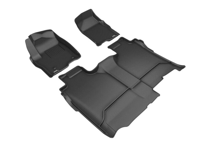 3D MAXpider Compatible with GMC SIERRA 1500 CREW CAB 2019-2025 / 2500HD / 3500HD 2020-2025 BUCKET SEATS, KAGU BLACK R1 R2 (VINYL FLOOR, NO CARPETED STORAGE)